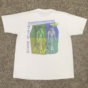 Hard Rock Cafe Myrtle Beach Vintage‎ 90s Shirt Large White Graphic Made In USA